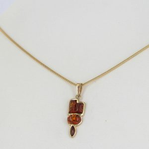 Italian Made Modern Elegant German Baltic Amber Pendant in 9ct Gold -GP0125 RRP£195!!!