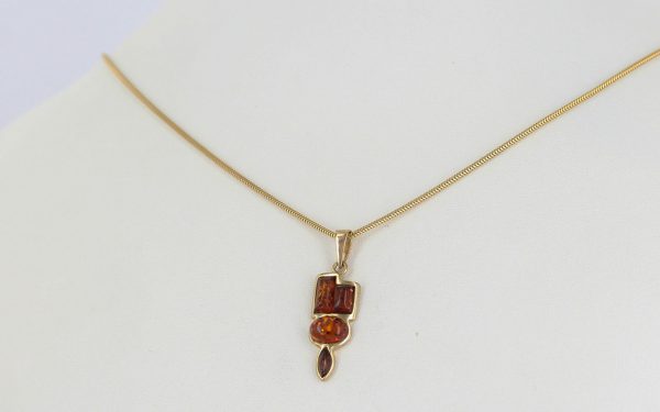 Italian Made Modern Elegant German Baltic Amber Pendant in 9ct Gold -GP0125 RRP£195!!!