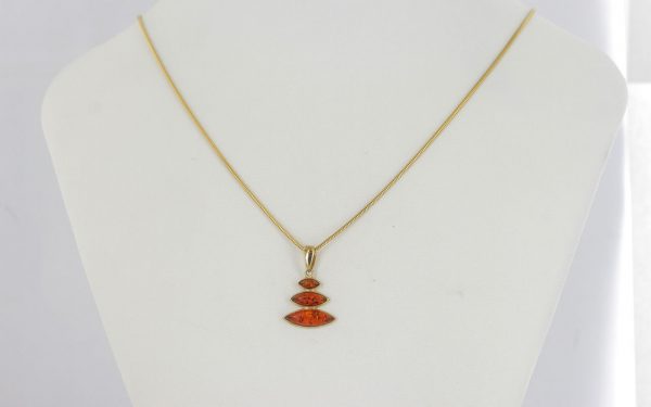Italian Made Modern Elegant Baltic Amber Pendant in 9ct Gold -GP0126 RRP£145!!!