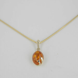 Italian Handmade Elegant Modern German Baltic Amber Pendant in 9ct Gold -GP0146 RRP£195!!!