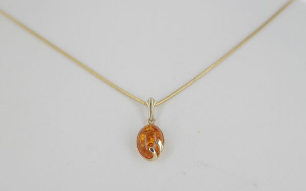 Italian Handmade Elegant Modern German Baltic Amber Pendant in 9ct Gold -GP0146 RRP£195!!!