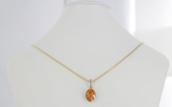 Italian Handmade Elegant Modern German Baltic Amber Pendant in 9ct Gold -GP0146 RRP£195!!!