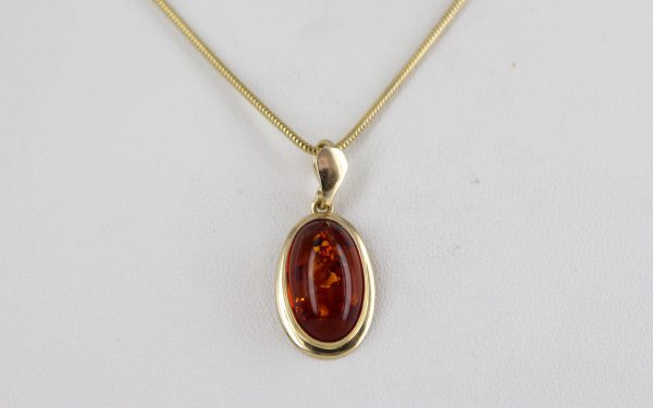 Italian Handmade Classic Elegant German Baltic Amber Pendant in 9ct solid Gold -GP0173 RRP£195!!!