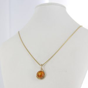 Italian Handmade Modern Elegant German Baltic Amber Pendant in 9ct Gold - GP0180 RRP£225!!!