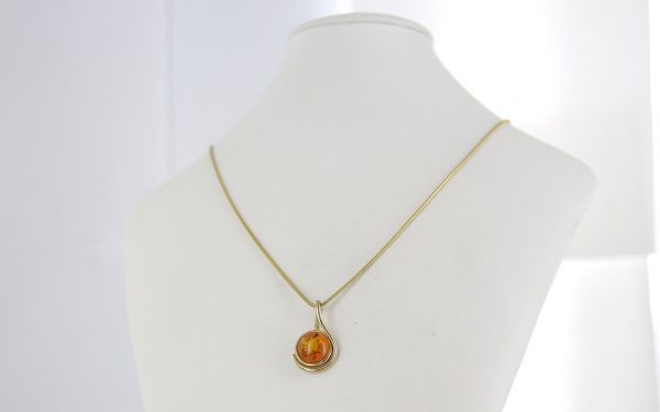 Italian Handmade Modern Elegant German Baltic Amber Pendant in 9ct Gold - GP0180 RRP£225!!!