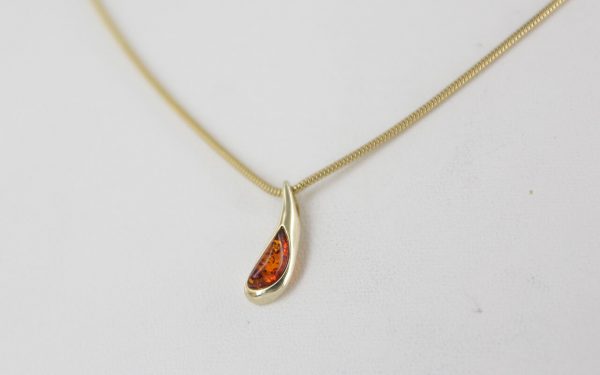 Italian Handmade Modern Elegant German Baltic Amber Pendant in 9ct solid Gold -GP0185 RRP£95!!!