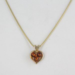 Italian Handmade Unique Elegant German Baltic Amber Heart Pendant In 9ct Gold GP0187 RRP£165!!!