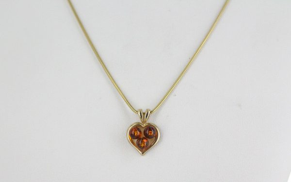 Italian Handmade Unique Elegant German Baltic Amber Heart Pendant In 9ct Gold GP0187 RRP£165!!!