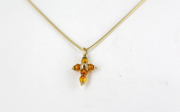 Italian Handmade Unique German Baltic Amber Cross Pendant In 9ct Gold GP0189 RRP£175!!!