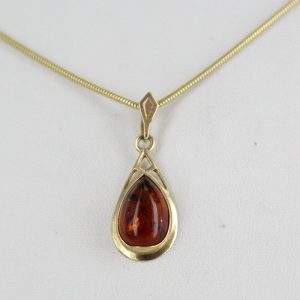 Italian Handmade Unique Elegant German Baltic Amber Pendant In 9ct Gold GP0190 RRP£195!!!