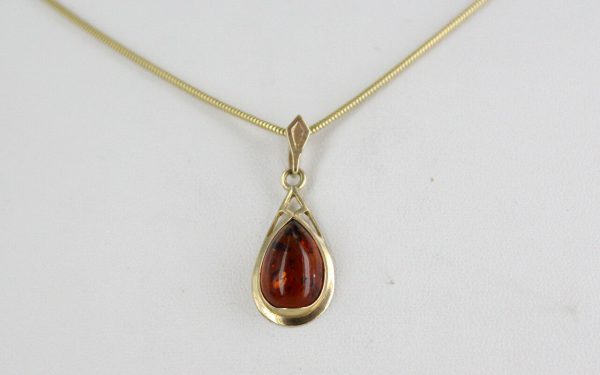 Italian Handmade Unique Elegant German Baltic Amber Pendant In 9ct Gold GP0190 RRP£195!!!