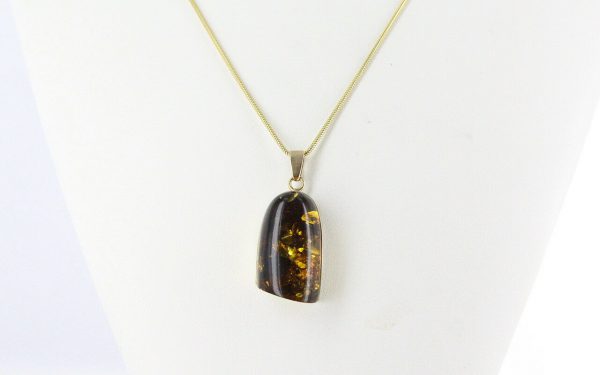 Italian Made German Green Baltic Amber Pendant in 9ct Gold - GP0267G RRP£475!!!