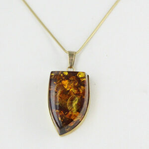 Italian Made Unique German Green Baltic Amber Pendant in 9ct Gold -GP0270G RRP£725!!!