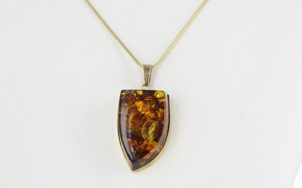 Italian Made Unique German Green Baltic Amber Pendant in 9ct Gold -GP0270G RRP£725!!!