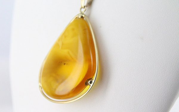 German Butterscotch Baltic Amber Pendant in 9ct Italian Gold-GP0275Y RRP£1495!!!