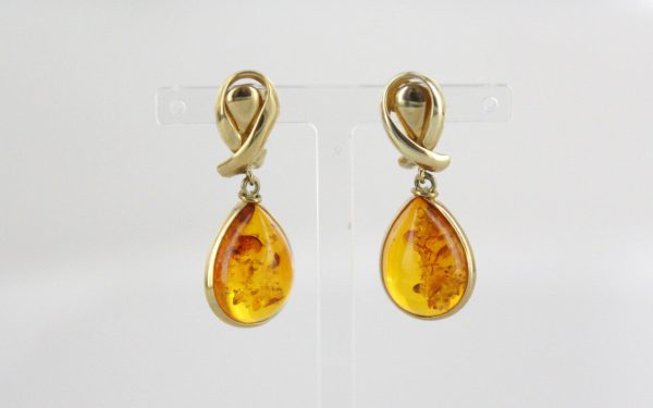 Italian Made Unique German Baltic Amber in 9ct Gold Drop Earrings GE0009 RRP£325!!!