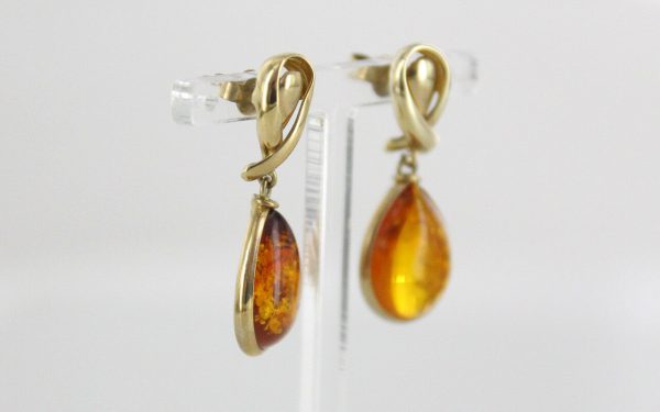 Italian Made Unique German Baltic Amber in 9ct Gold Drop Earrings GE0009 RRP£325!!!