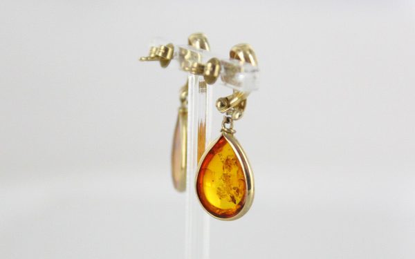 Italian Made Unique German Baltic Amber in 9ct Gold Drop Earrings GE0009 RRP£325!!!