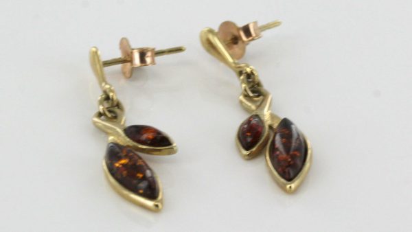 Italian Handmade Unique German Baltic Amber in 9ct Gold Drop Earrings GE0081 RRP£195!!!