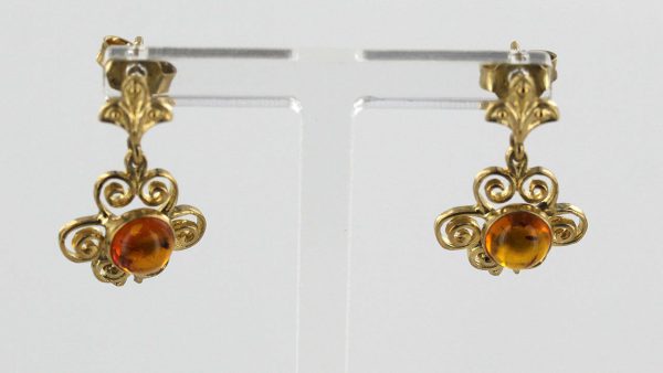 Italian Made Antique Baltic Amber in 9ct Gold Drop Earrings GE0089 RRP£245!!!