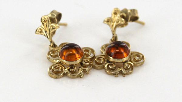 Italian Made Antique Baltic Amber in 9ct Gold Drop Earrings GE0089 RRP£245!!!