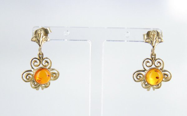 Italian Made Antique Baltic Amber in 9ct Gold Drop Earrings GE0089 RRP£245!!!