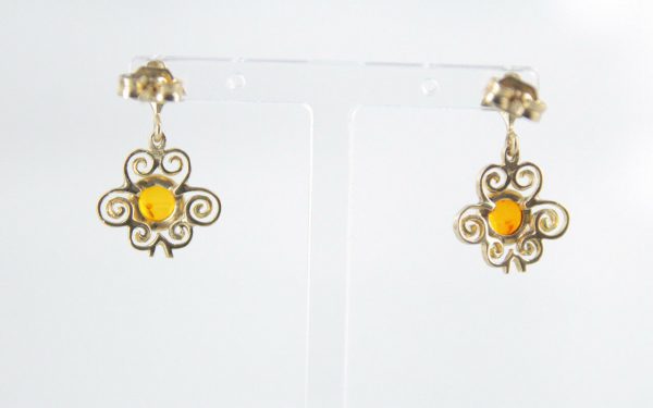 Italian Made Antique Baltic Amber in 9ct Gold Drop Earrings GE0089 RRP£245!!!