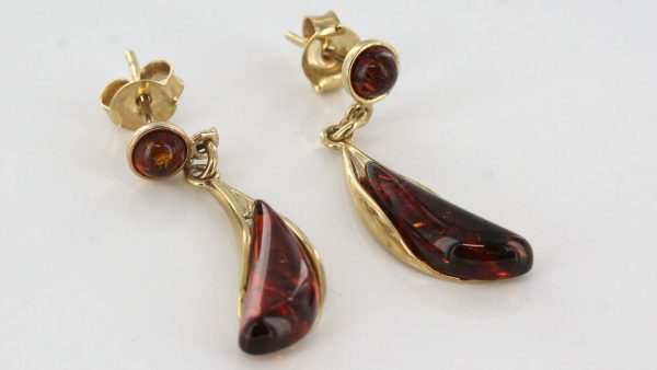 Italian Made Unique German Baltic Amber in 9ct Gold Drop Earrings GE0093 RRP£225!!!