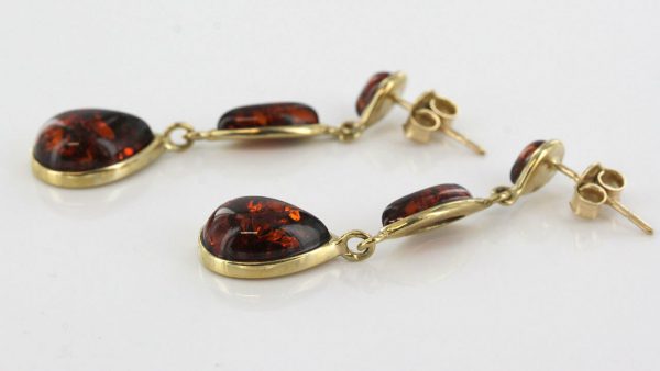Italian Made German Baltic Amber in 9ct solid Gold Drop Earrings GE0099 RRP£275!!!
