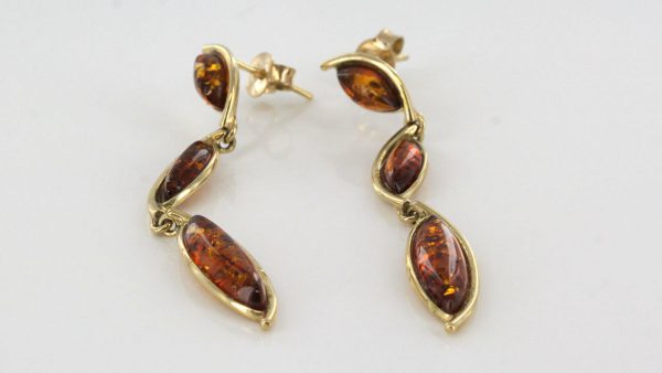 Italian Made Unique German Baltic Amber 9ct Gold Drop Earrings GE0100 RRP£325!!!