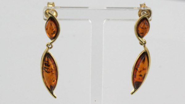 Italian Made Unique German Baltic Amber 9ct Gold Drop Earrings GE0101 RRP£230!!!