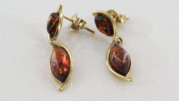 Italian Made Unique German Baltic Amber 9ct Gold Drop Earrings GE0101 RRP£230!!!