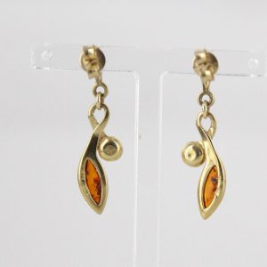 Italian Made German Baltic Amber Knot Style Earrings 9ct solid Gold GE0107 RRP£250!!!