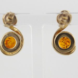 Italian Handmade German Amber in 9ct Solid Gold Stud Earrings GE0117 RRP£250!!!