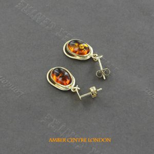 Italian Handmade German Baltic Amber Drop Earrings in 9ct Solid Gold GE0119 RRP250!!!