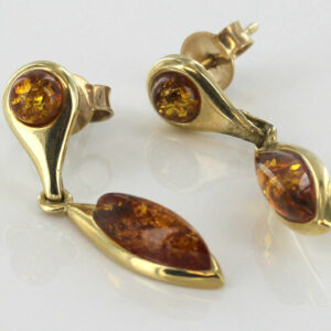 Italian Made German Baltic Amber in 9ct Gold Drop Earrings -GE0128 RRP£225!!!