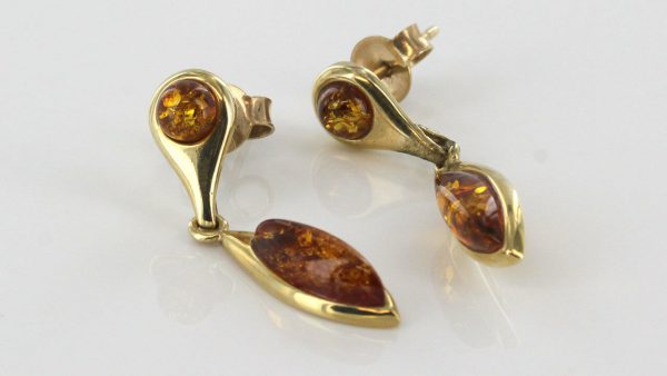 Italian Made German Baltic Amber in 9ct Gold Drop Earrings -GE0128 RRP£225!!!