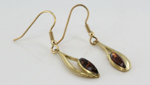 Italian Made Unique German Baltic Amber 9ct Gold Drop Earrings GE0267 RRP£170!!!