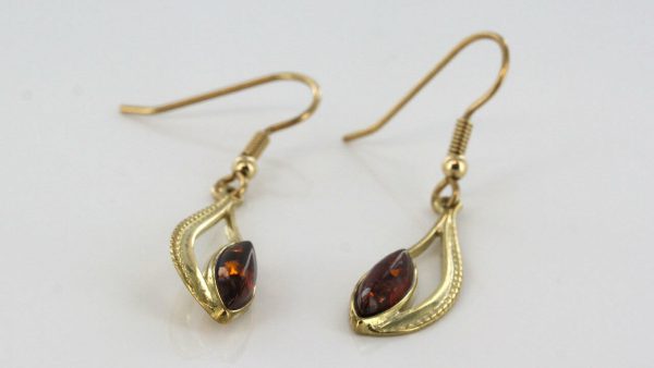 Italian Made Unique German Baltic Amber 9ct Gold Drop Earrings GE0267 RRP£170!!!