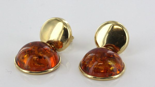 Italian Made Unique German Baltic Amber 9ct Gold Drop Earrings- GE0272 RRP£475!!