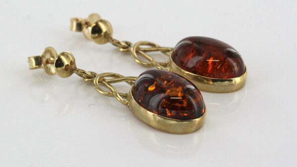 Italian Made Unique German Baltic Amber 9ct Gold Drop Earrings GE0279 RRP££295!!