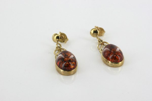 Italian Made Unique German Baltic Amber 9ct Gold Drop Earrings GE0279 RRP££295!!