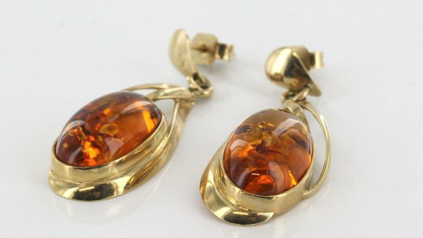 Italian Made German Baltic Amber in 9ct Gold Drop Earrings GE0281 RRP£450!!!