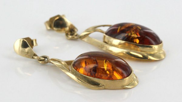 Italian Made German Baltic Amber in 9ct Gold Drop Earrings GE0281 RRP£450!!!