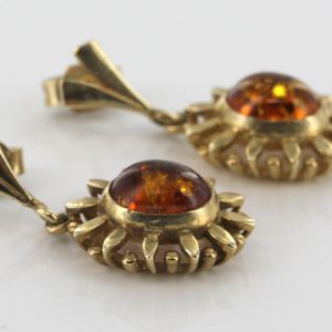 Italian Made German Baltic Amber in 9ct Gold Drop Earrings GE0283 RRP£295!!!