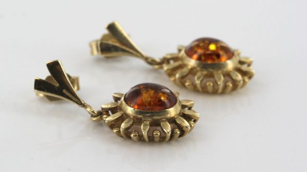 Italian Made German Baltic Amber in 9ct Gold Drop Earrings GE0283 RRP£295!!!