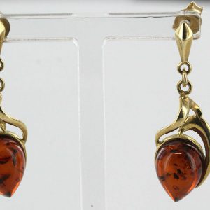 Italian Handmade German Baltic Amber in 9ct Gold Drop Earrings GE0286 RRP£325!!!