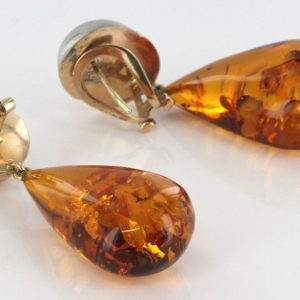 Italian Made Baltic Amber 9ct White/Yellow Gold Drop Earrings GE0288 RRP£750!!!