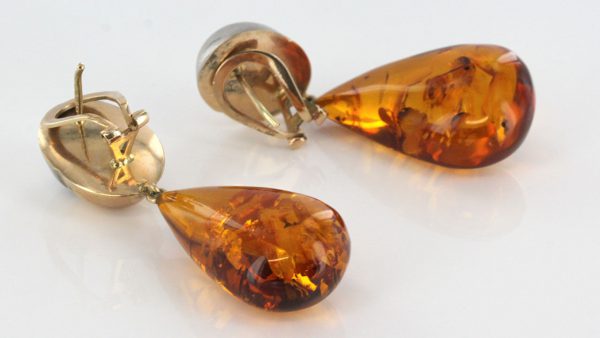 Italian Made Baltic Amber 9ct White/Yellow Gold Drop Earrings GE0288 RRP£750!!!