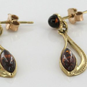 Italian Made German Baltic Amber in 9ct Gold Drop Earrings GE0328 RRP£225!!!